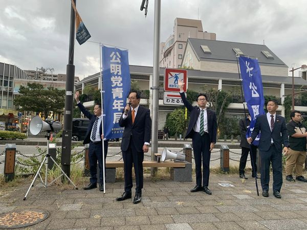 清水駅前にて公明党青年局と街頭演説を実施！