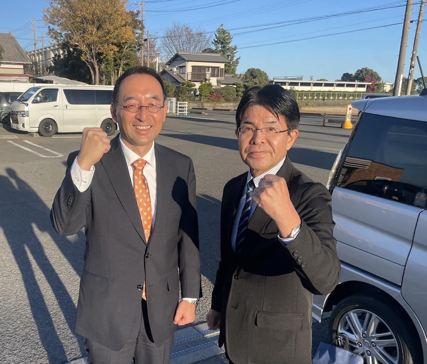 大石保幸 市議、山本信行 市議と藤枝市内