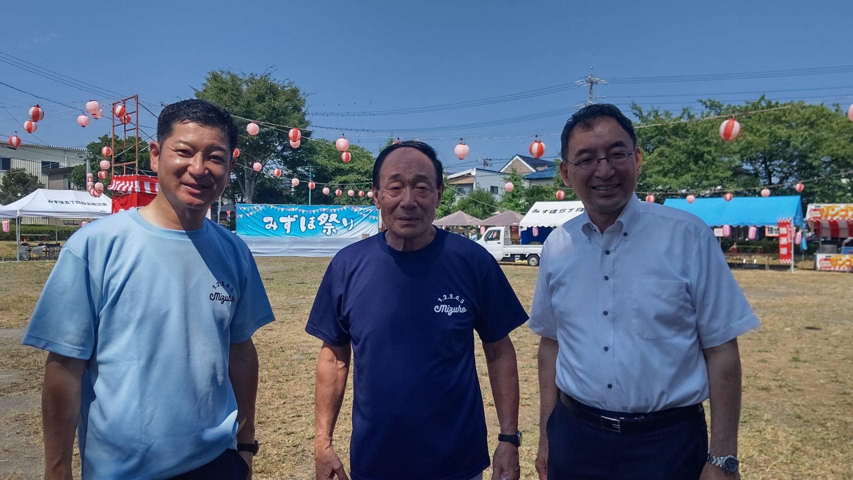 山本彰彦 県議、長島強 市議、加藤博男 市議と一緒に、静岡市葵区・駿河区の各地の夏祭りに参加