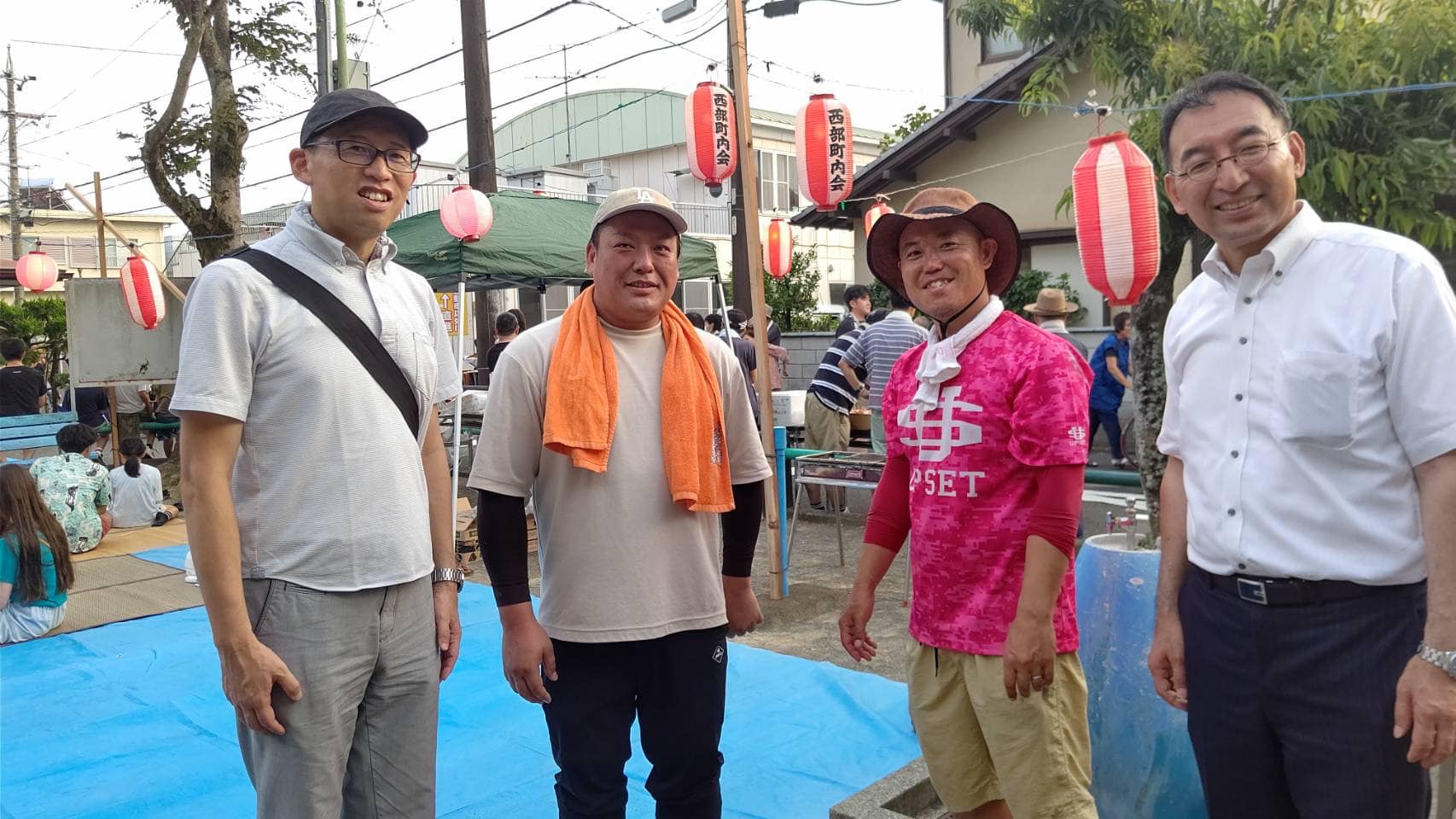 山本彰彦 県議、長島強 市議、加藤博男 市議と一緒に、静岡市葵区・駿河区の各地の夏祭りに参加