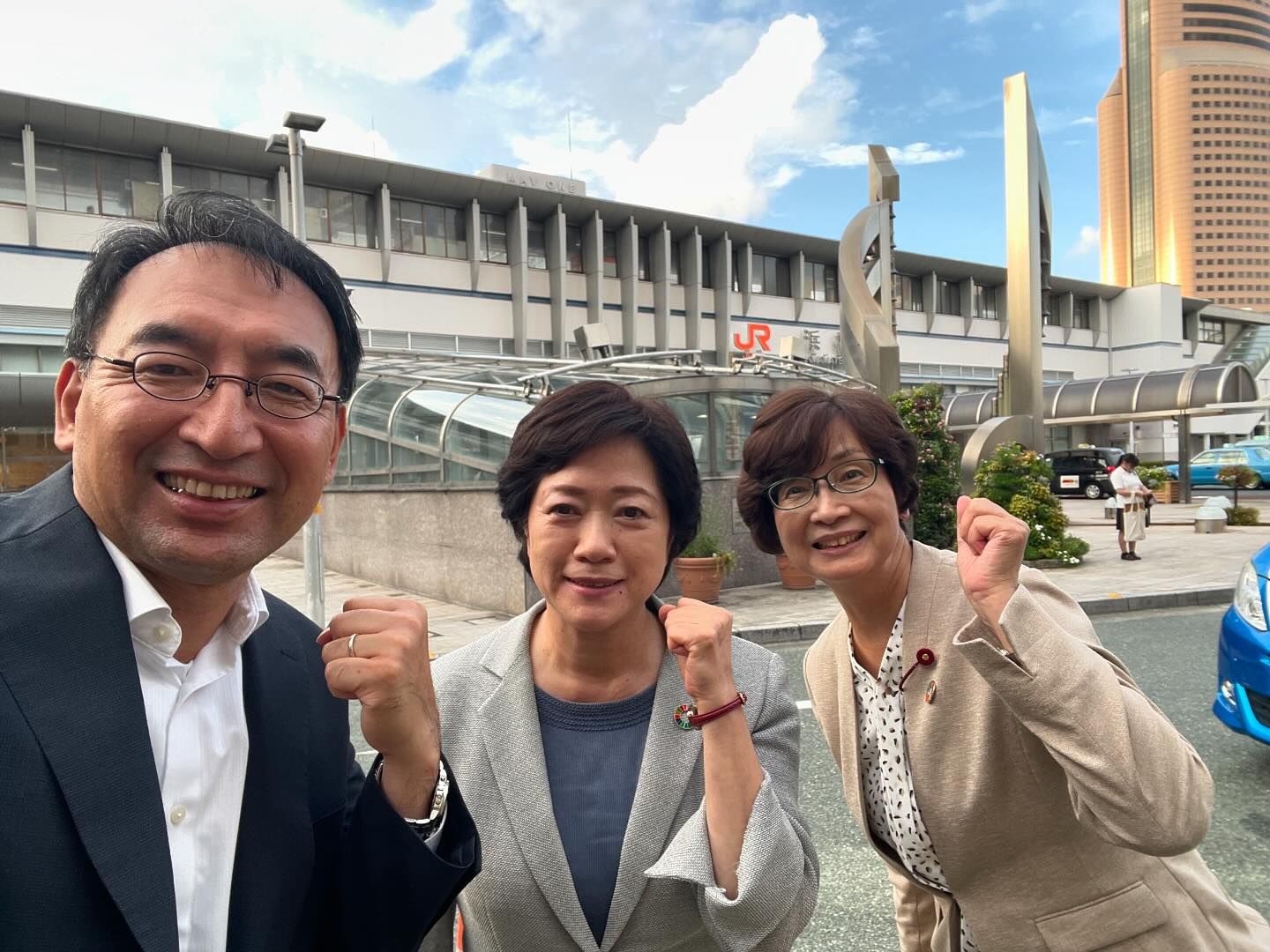 幸田恵里子 市議、山崎とし子 市議と一緒に浜松市を回りました