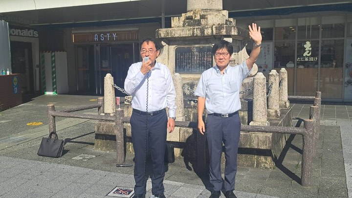 牧野正史 県議、井上智仁 市議と一緒に、静岡駅南口にて街頭演説