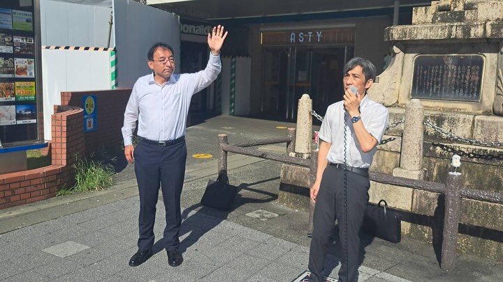牧野正史 県議、井上智仁 市議と一緒に、静岡駅南口にて街頭演説