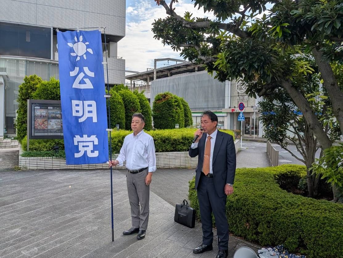 山本彰彦 県議、長島強 市議と共に、静岡駅北口前での街頭演説