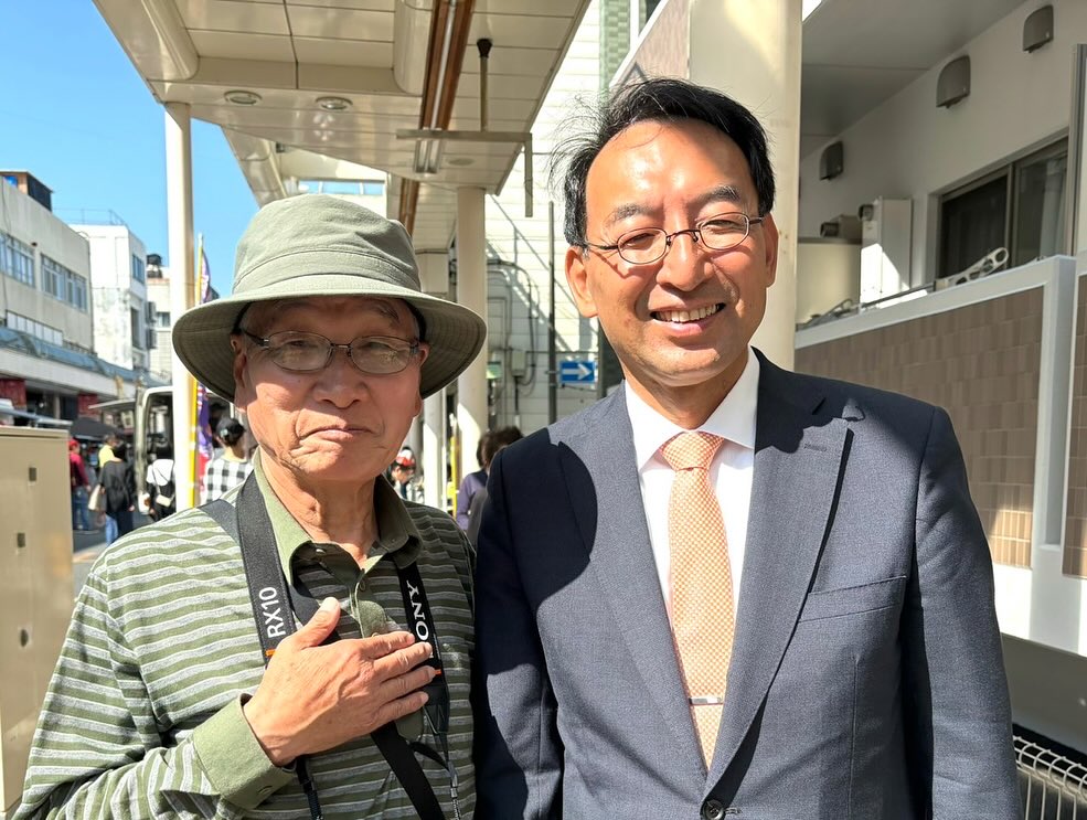 中央公園、吉原商店街でご挨拶