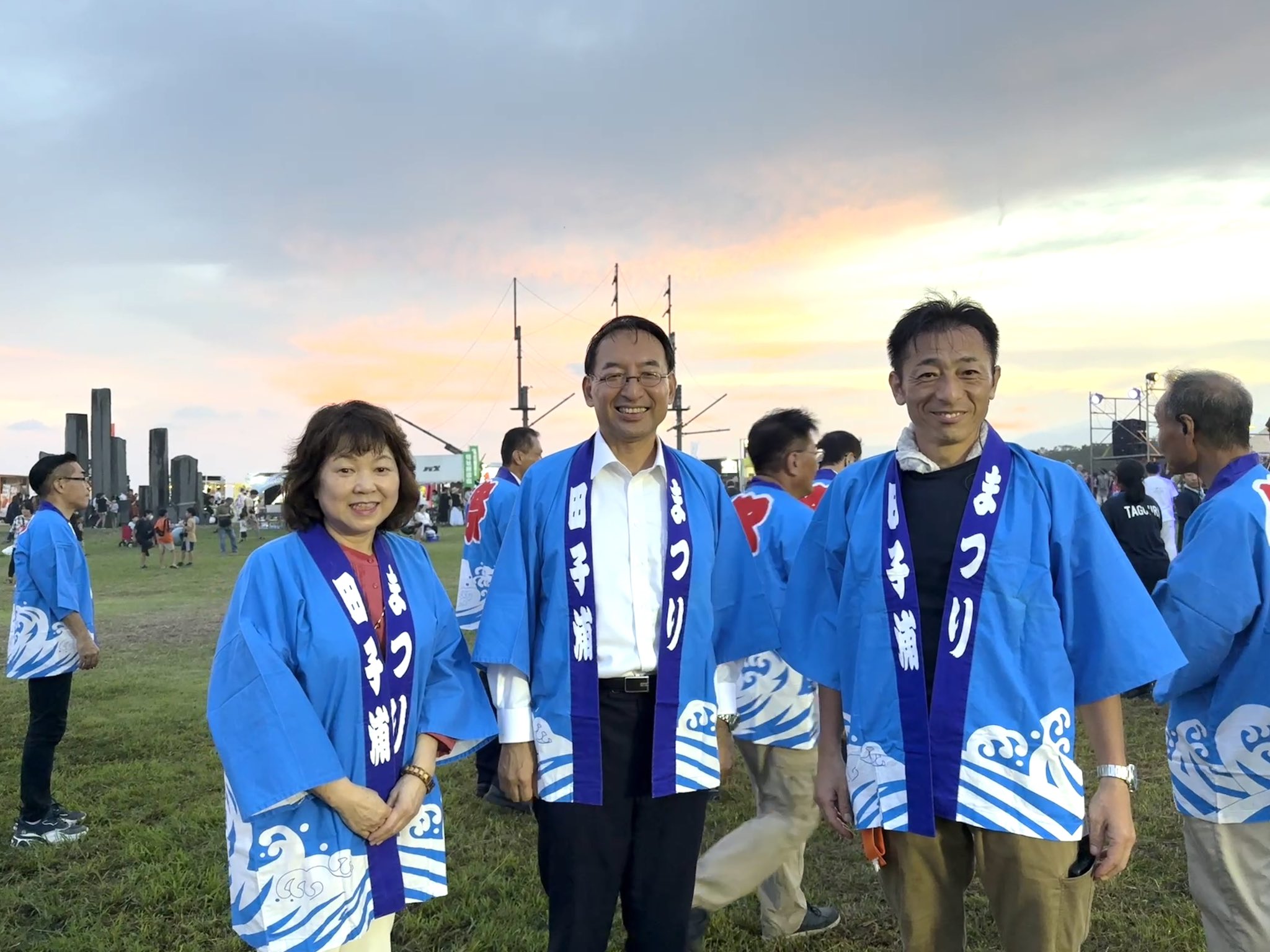 富士市で開催された「田子浦みなと祭り」に、早川育子県議、萩野基行市議とともに参加