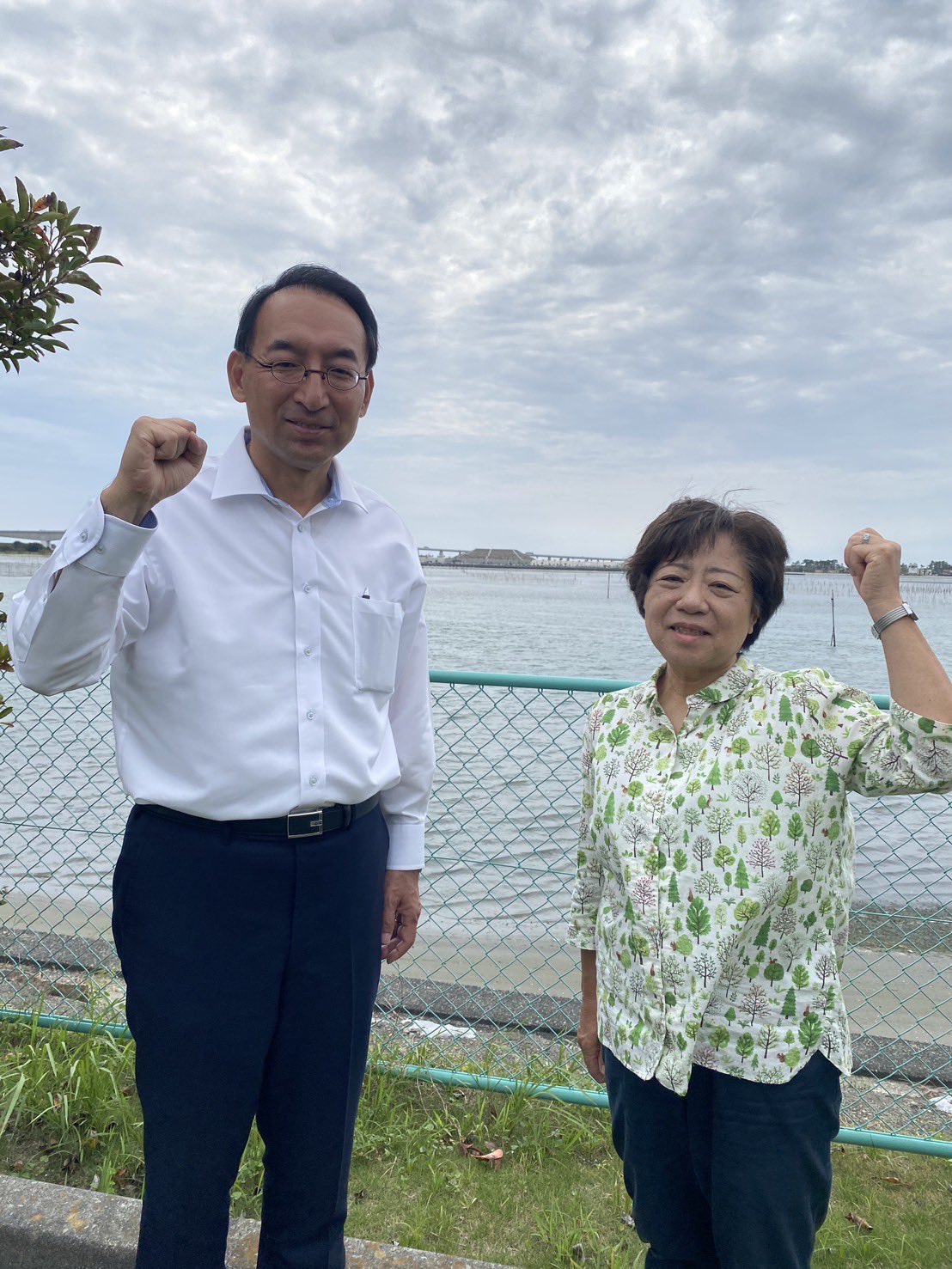佐原よしみ市議とともに湖西市でご挨拶
