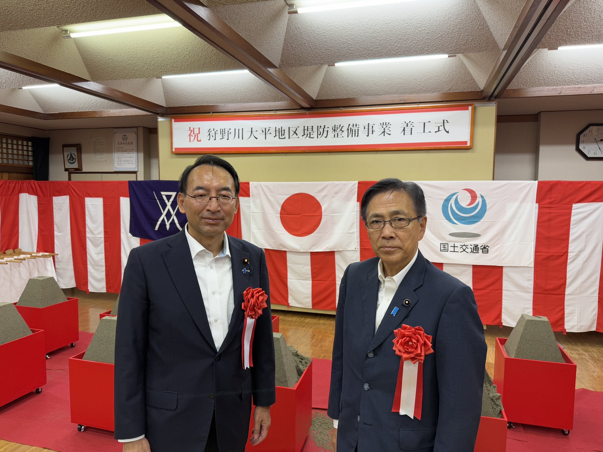 沼津市大平地区の狩野川堤防嵩上げ事業の着工式で挨拶