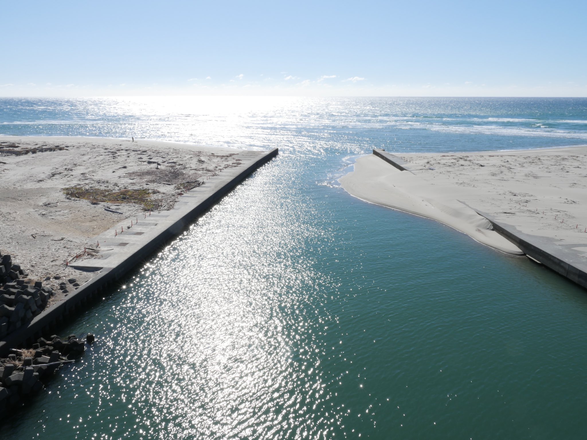 菊川河口部の土砂堆積