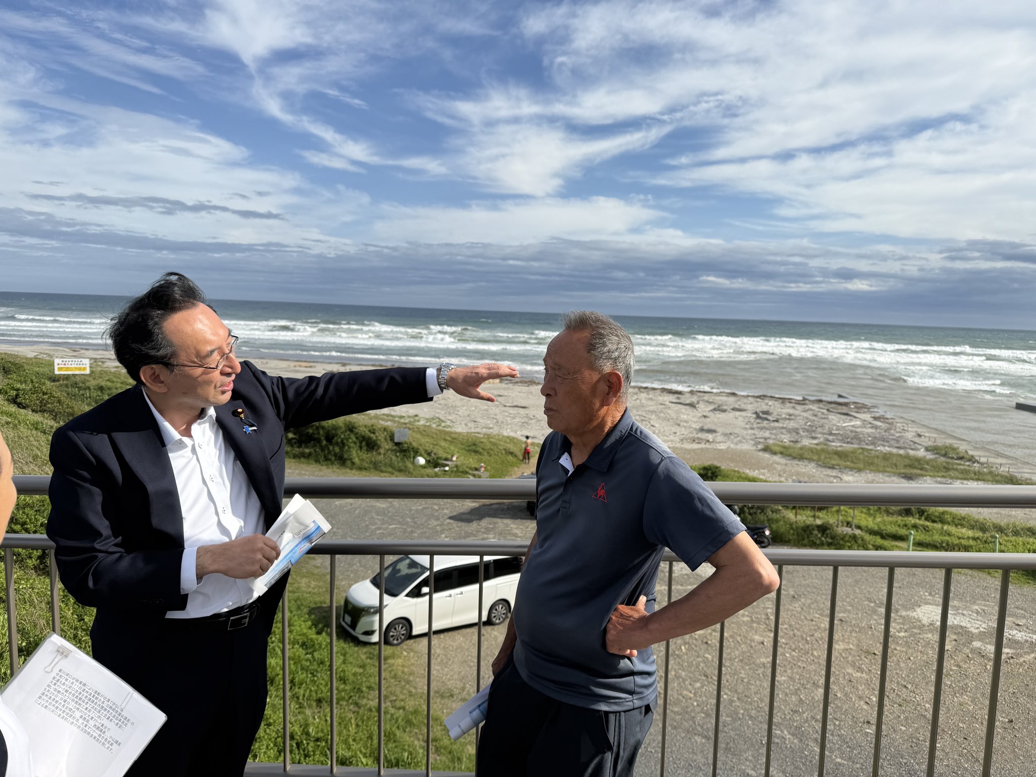 菊川河口部のを地元の漁業協同組合の皆様と状況確認