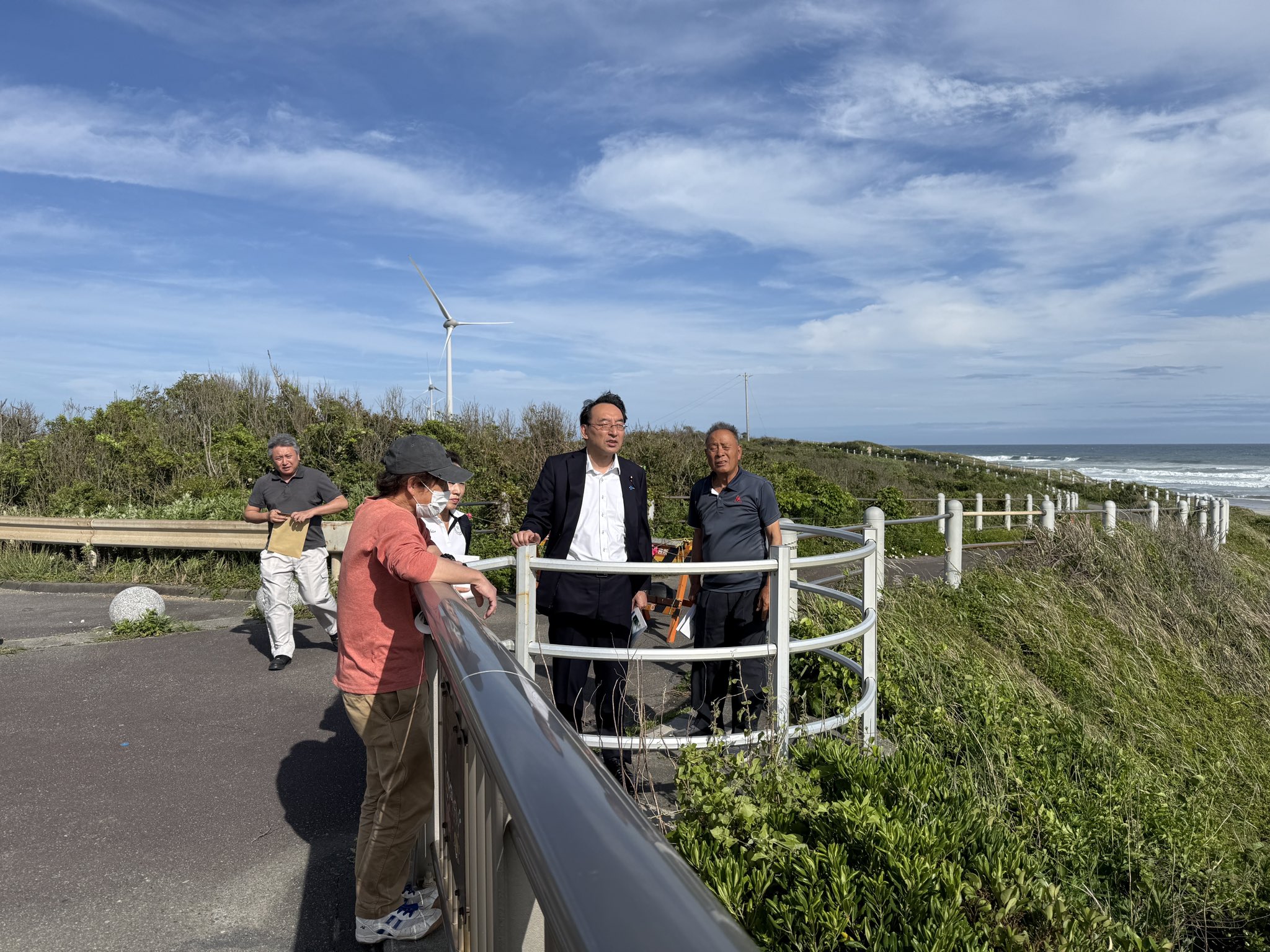 菊川河口部のを地元の漁業協同組合の皆様と状況確認