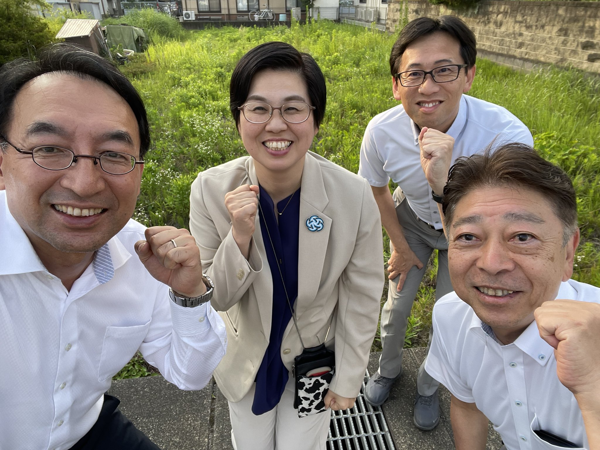 山本彰彦県議、長島強市議、坂本やす子市議とともに