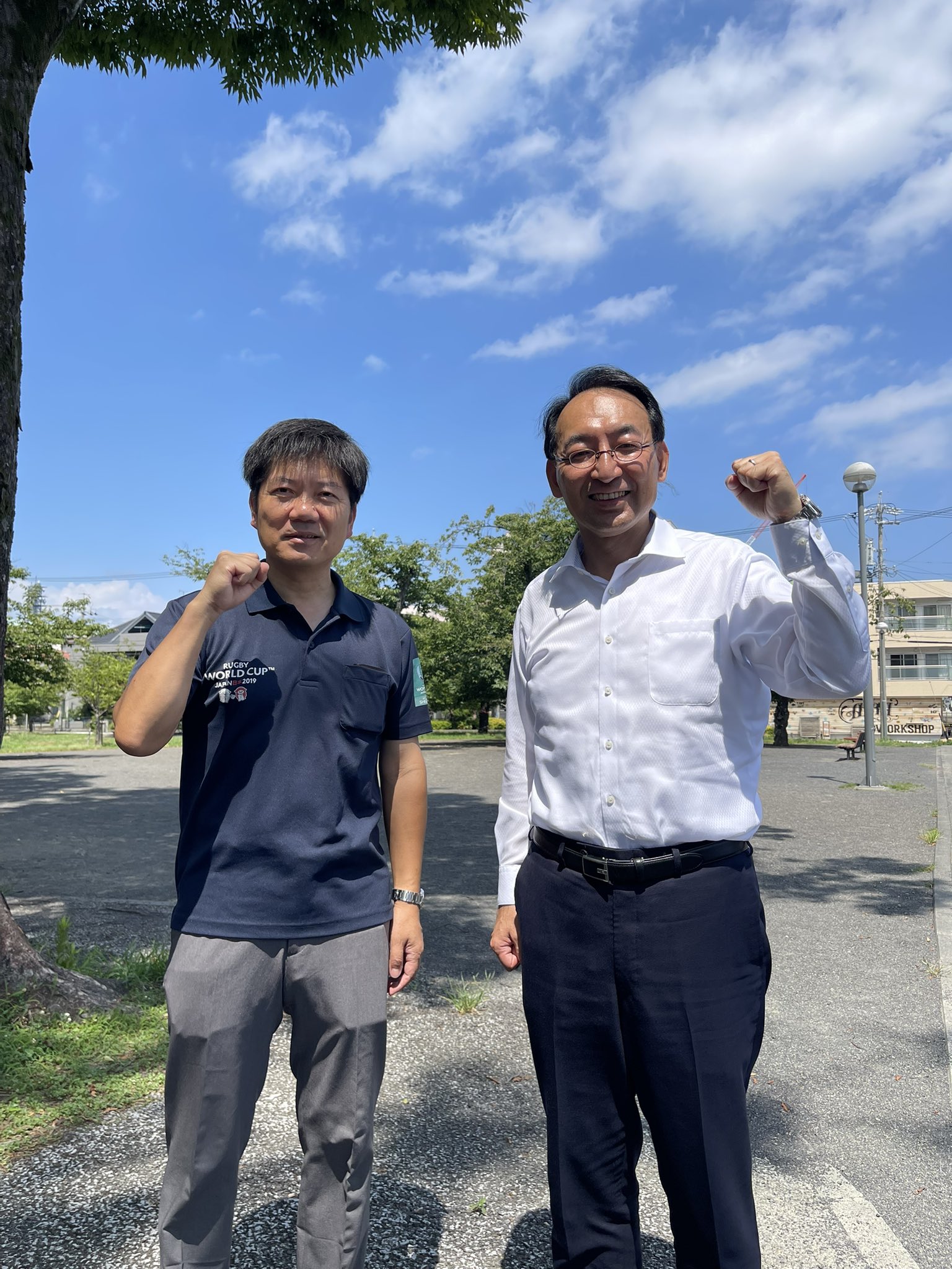 牧野正史県議とともに静岡市駿河区でご挨拶