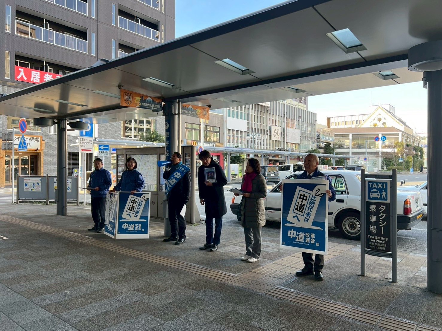 清水駅前でのご挨拶