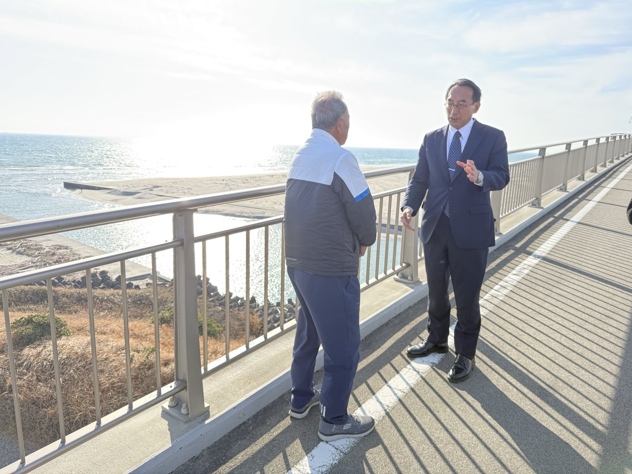 菊川河口部の堆砂状況を確認