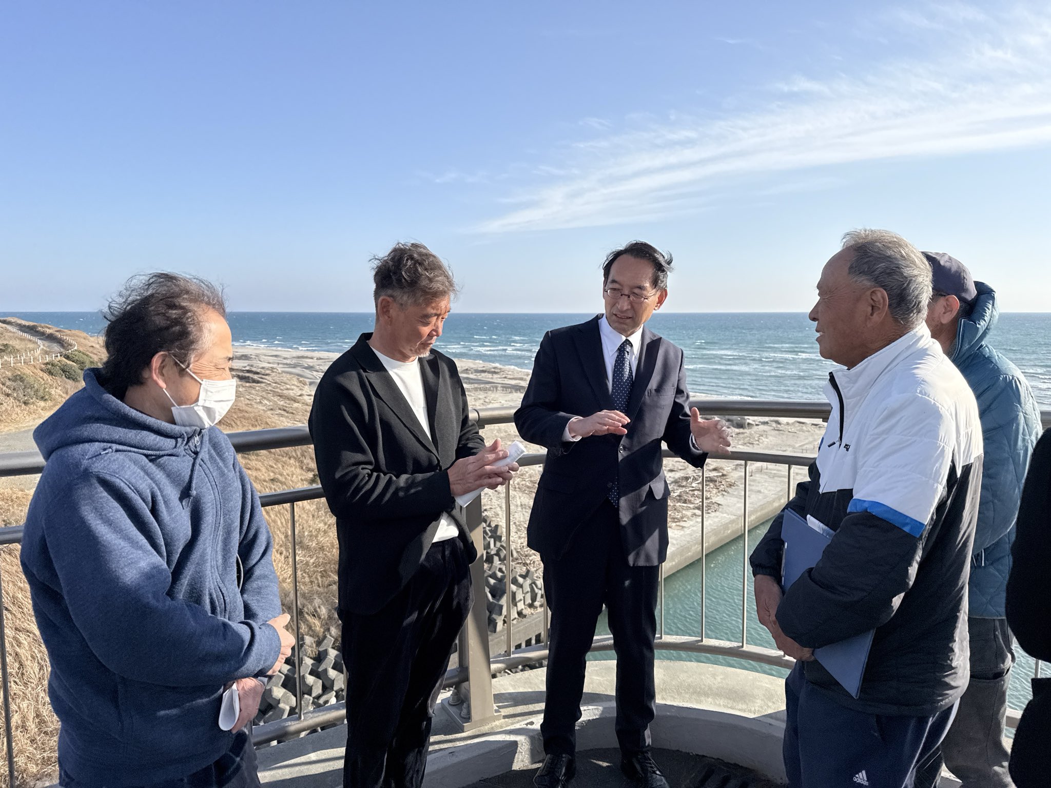 菊川河口部の堆砂状況を確認