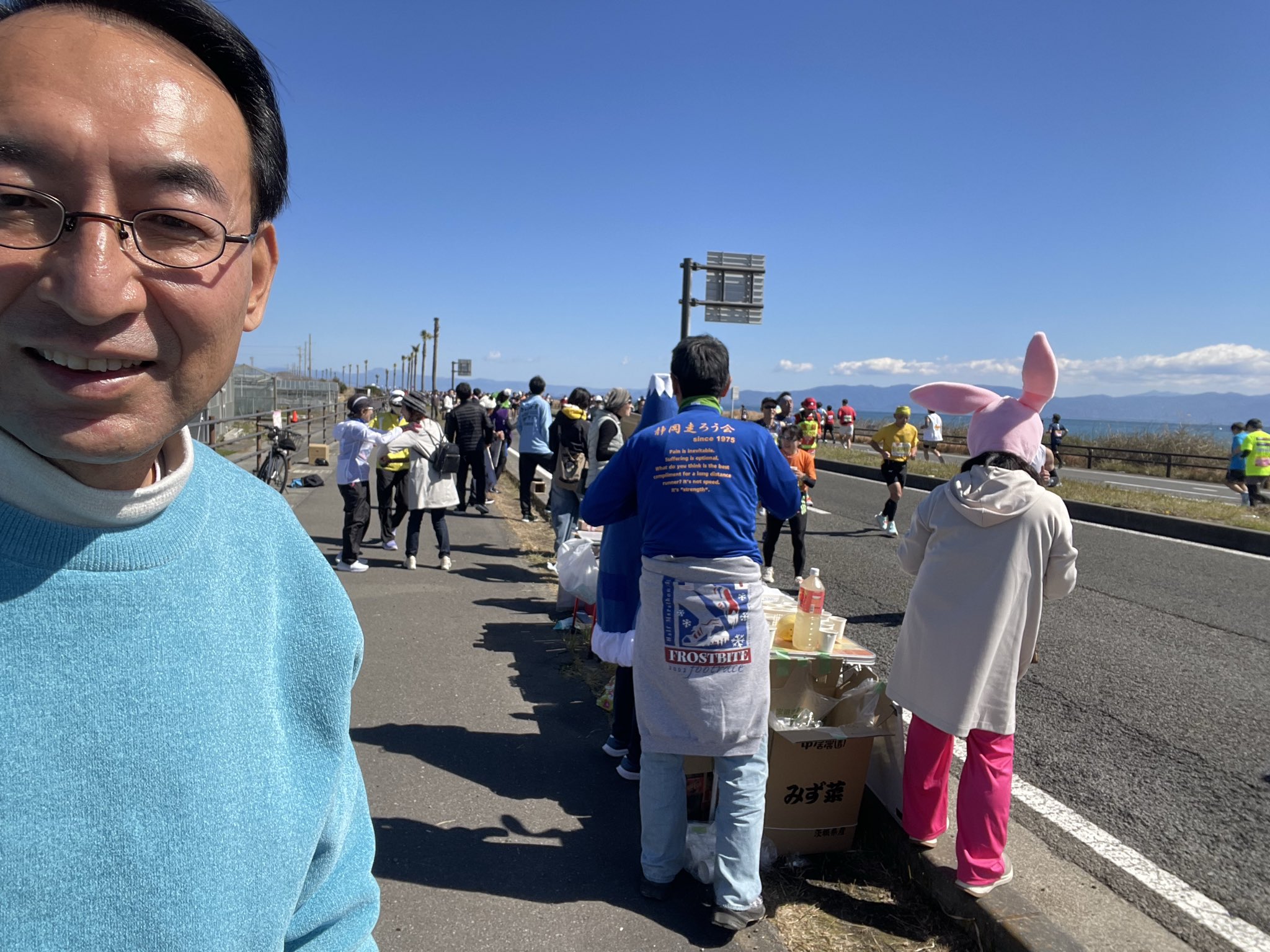 35.9km地点でランナーの皆さんの応援