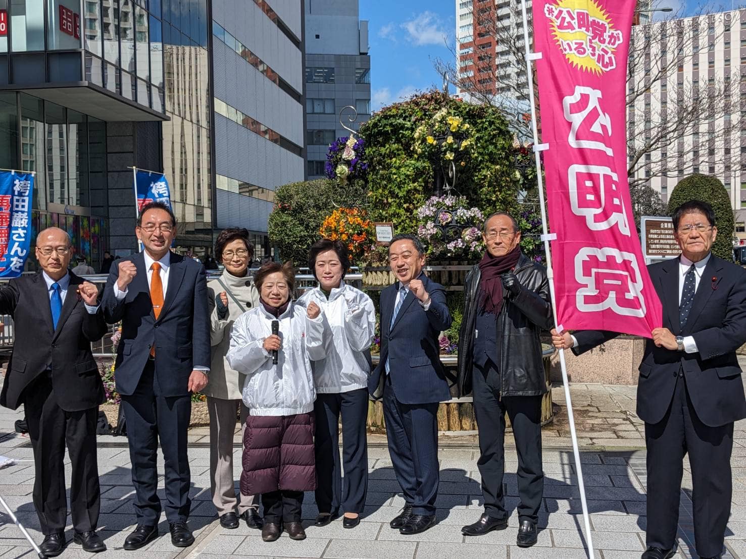 浜松駅、静岡駅前で防災減災キャンペーンの街頭演説