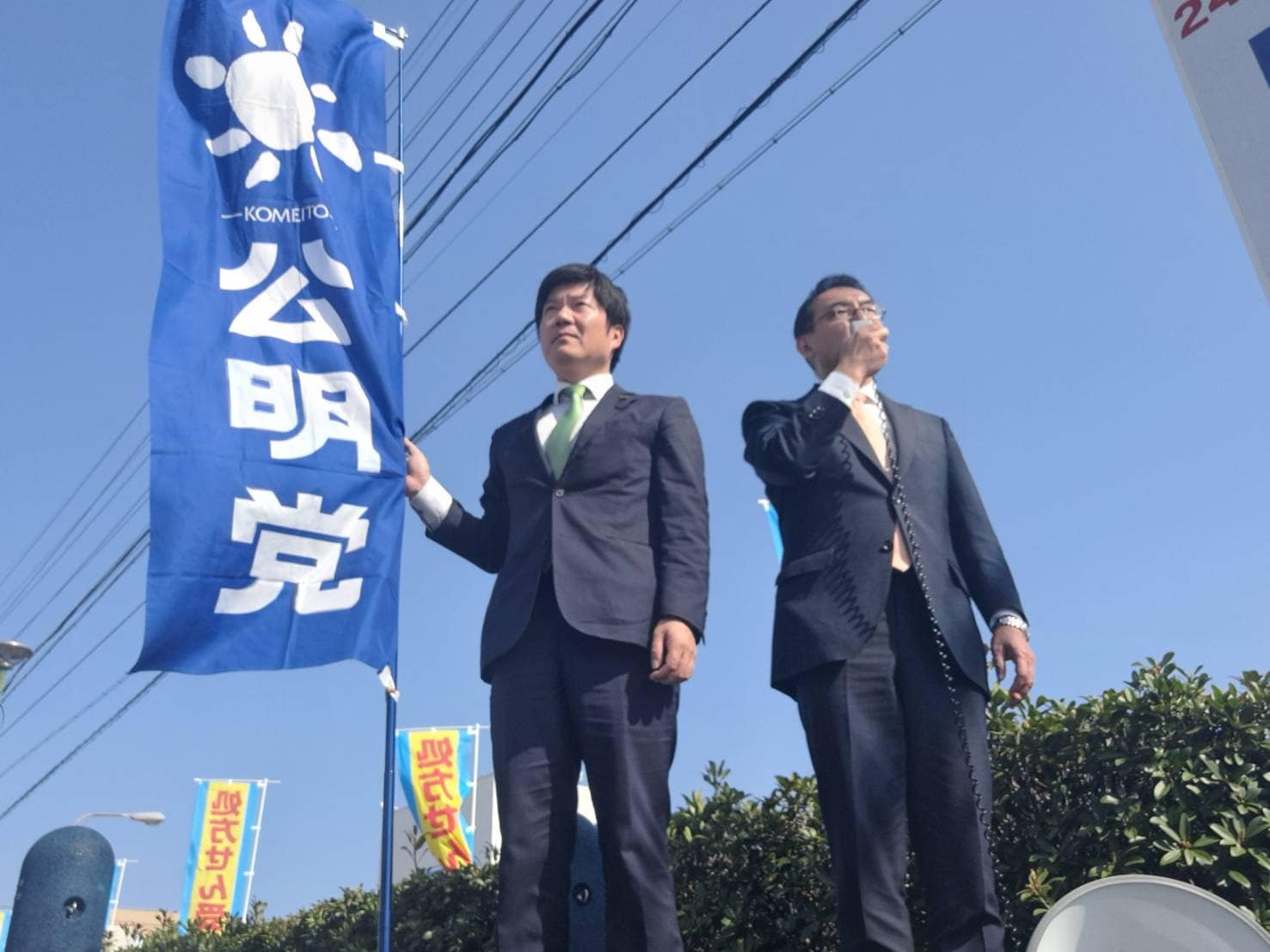 牧野正史 県議と一緒に静岡市駿河区を回り、道中、街頭演説