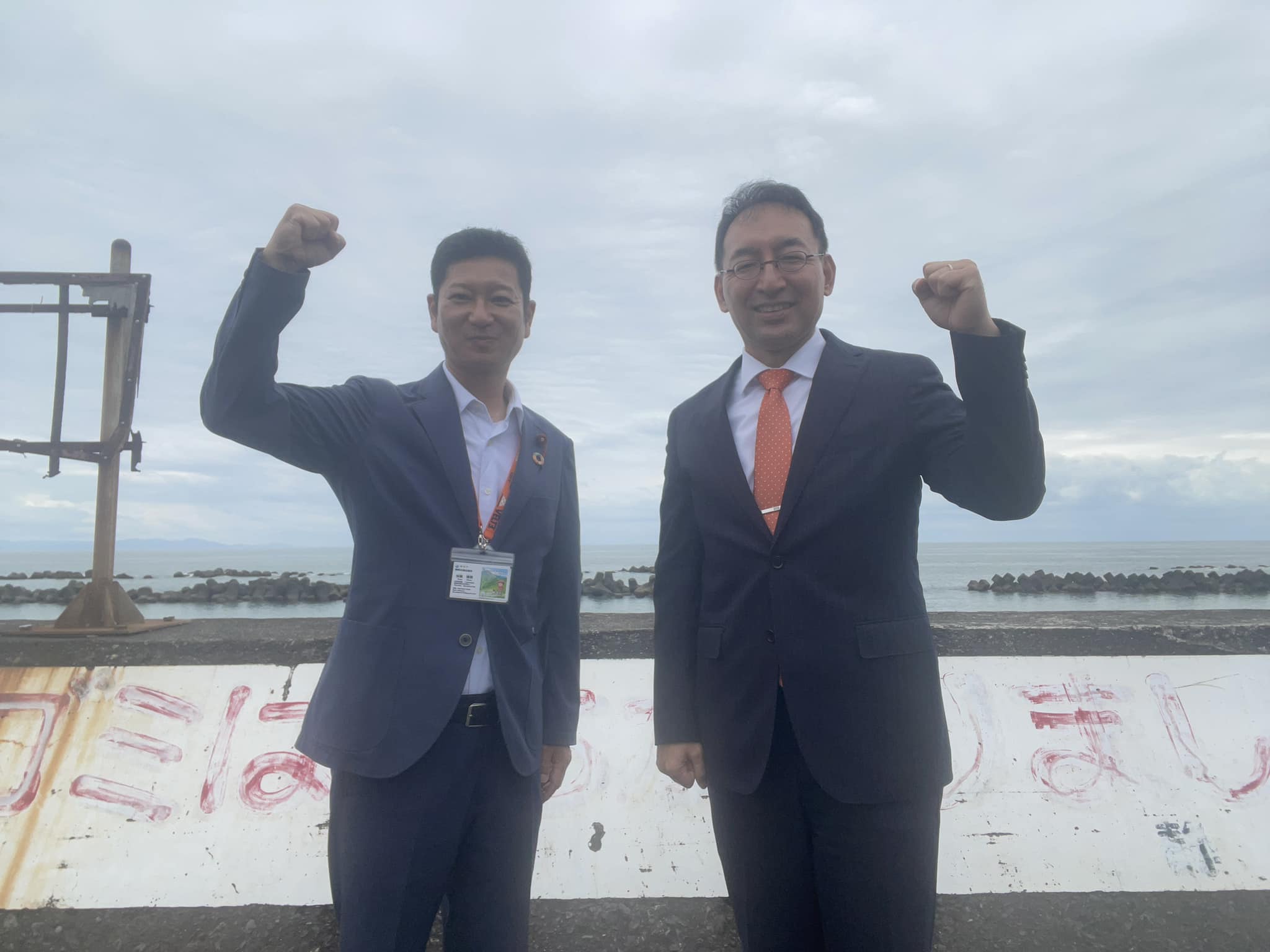 加藤博男市議と広野海岸公園に立ち寄り