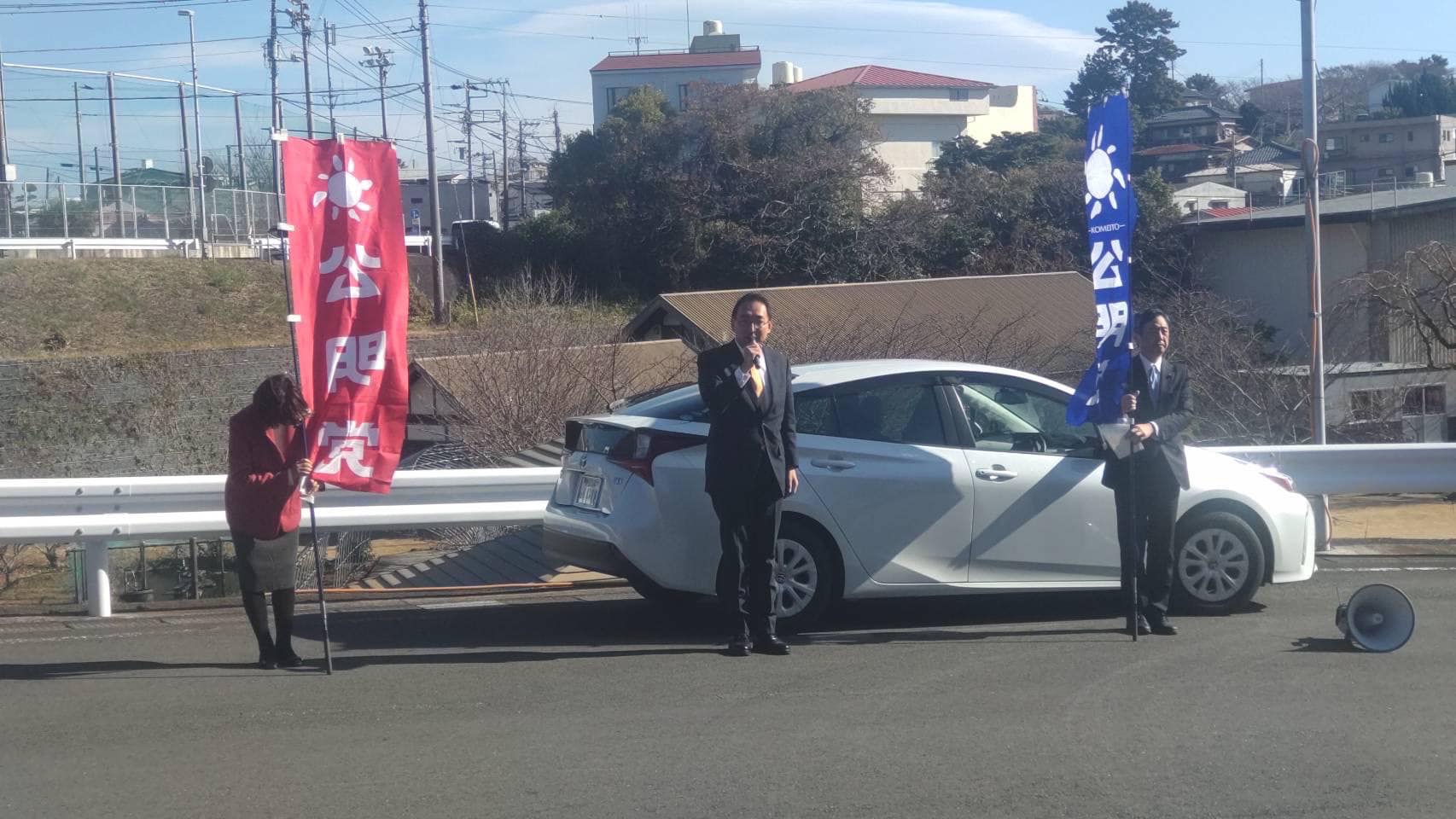 鈴木孝 下田市議、栗原京子 東伊豆町議と一緒に街頭演説