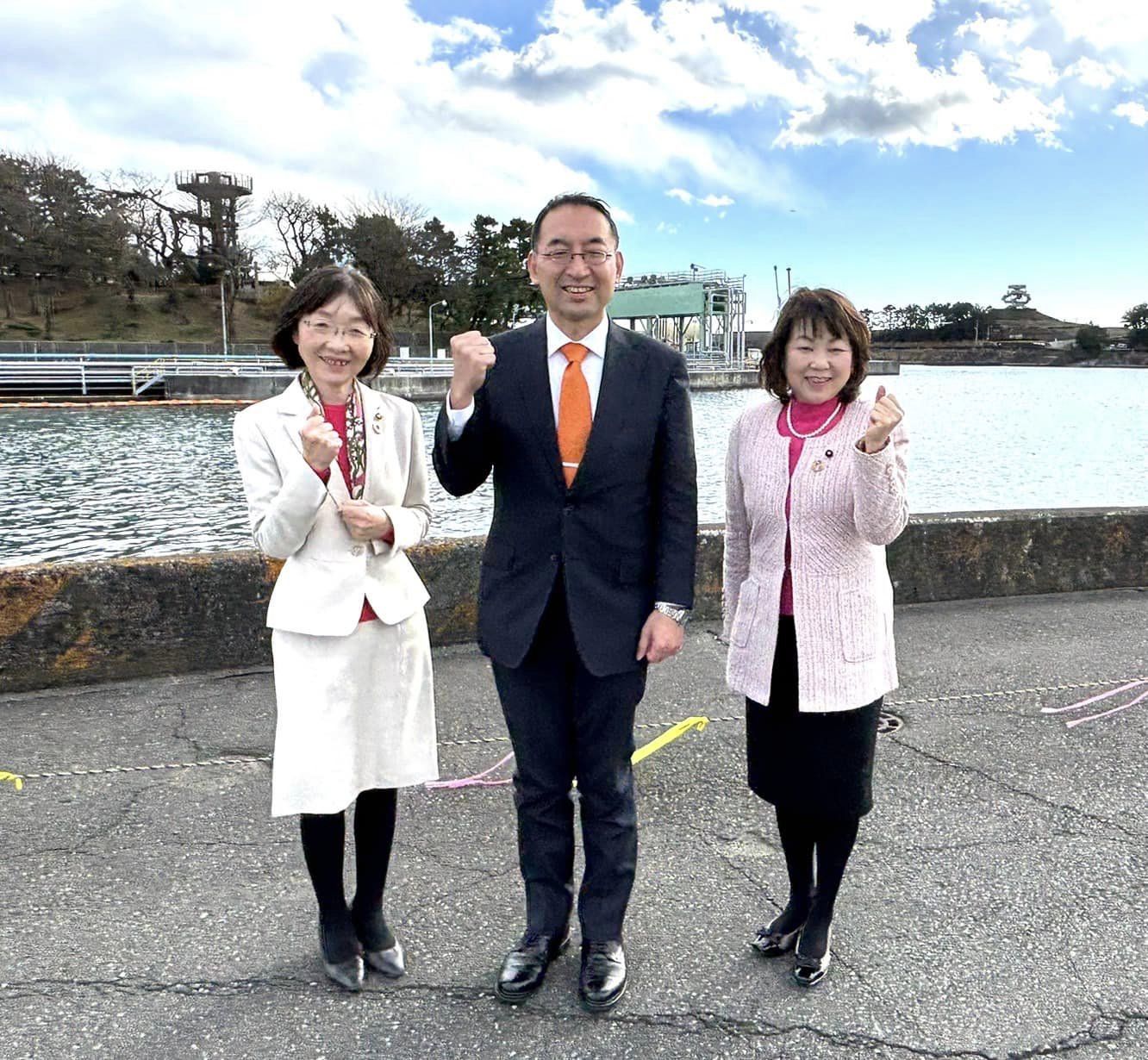 早川育子 県議、望月昇 市議、井出晴美 市議、萩野基行 市議と一緒に、富士市内を回りました