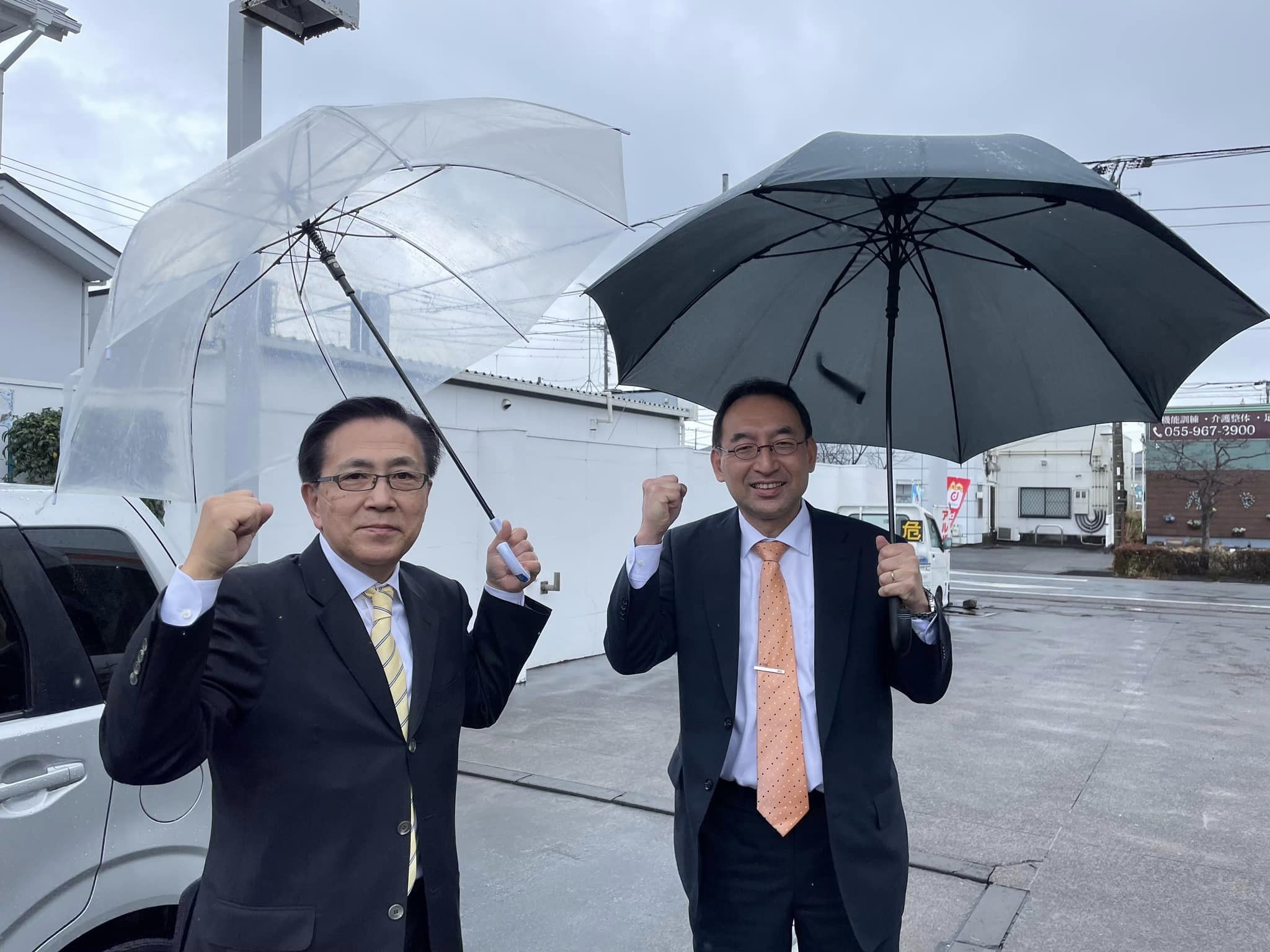 蓮池章平 県議、村田耕一 市議と一緒に三島市を、片岡章一 市議、小泉宣子 市議と一緒に沼津市を回りました